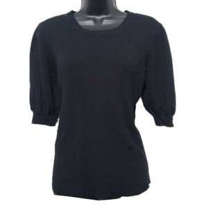 Fashion Nova Ribbed Black Puff Sleeve Sweater Top Size 2X